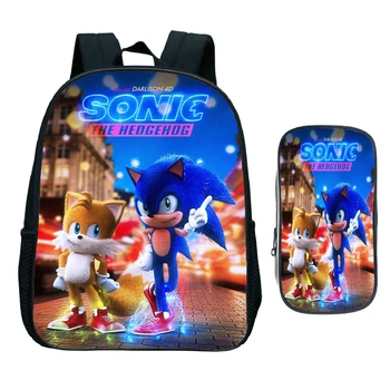 

Sonic Bag 2pcs / Set Casual Sonic Backpack Pencil Case Rucksack Students School Backpack Pencil Holder Childen Schoolbag