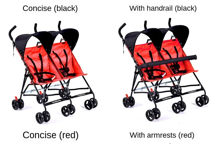 Travel Portable Double Stroller for Twins Folding Umbrella Baby Cart Double Strollers Twins Babies Umbrella Stroller Lightweight