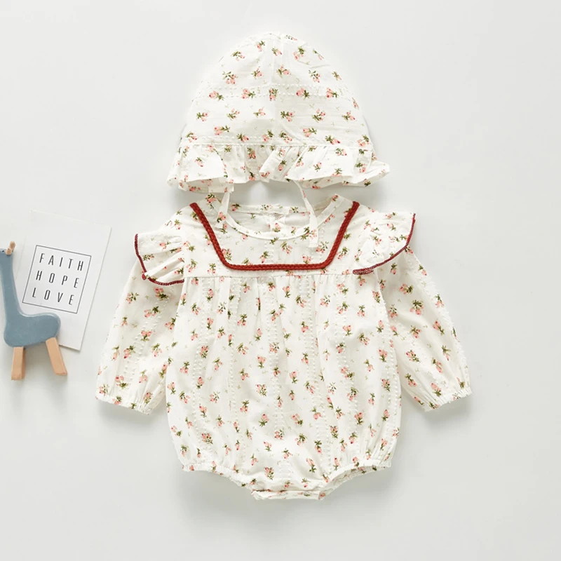 New 2021 Baby Girl Romper Clothes Little Flowers Hooded Long Sleeves Crawl One Piece Of Suit Outfits | Детская одежда и обувь
