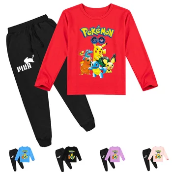 

Z&Y 2-16Y Anime Pokemon Go Clothing Set Kids T Shirt Jogging Pants 2pcs Girls Outfits Teenagers Boys Detective Pikachu Sportsuit