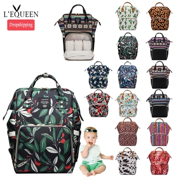 

Lequeen Backpack Maternity Leaf flower Diaper bags Mummy Backpack Mommy Changing Bags Nappy travel bag large capacity LPJ09