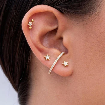

100% 925 sterling silver 5mm small star stud earring white pink red blue green colorful cz delicate dainty 925 jewelry
