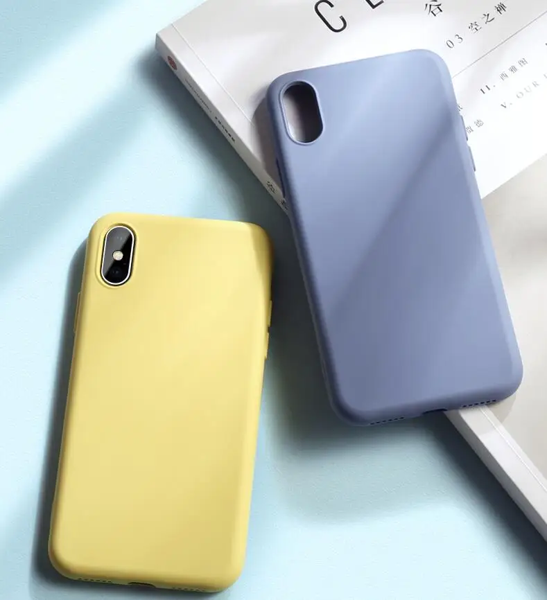 Жидкий чехол для Coque iphone 7 XS MAX, мягкий чехол из ТПУ, сплошной цвет, задняя крышка для iphone 6 6S 7 8 Plus iphone X XR, чехол