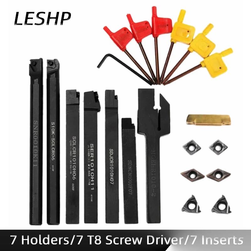 Набор токарных инструментов 1 шт. твердосплавная вставка DCMT CCMT 7 держателей