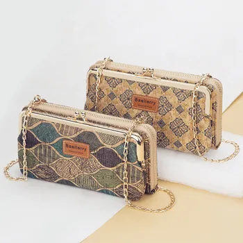 

Baellerry Women's Wallet Shoulder Bag Lady Phone Bag Zipper Purses and Handbags Fashionable Messenger Wood Shoulder Straps Bag