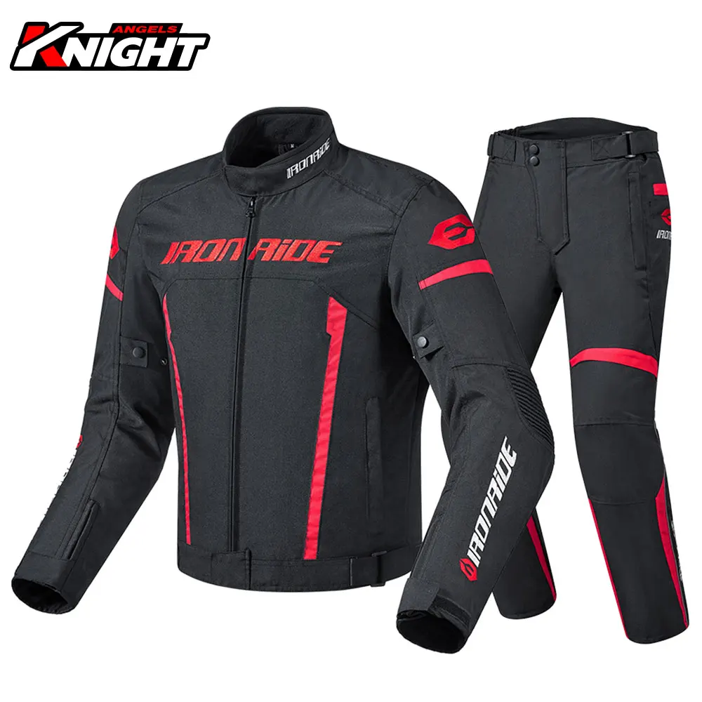 Motorcycle Jacket Set Men Cycling Motorbike Jacket+Pants Windproof Chaqueta Moto Racing Motocross Clothing Suit Protective Gear