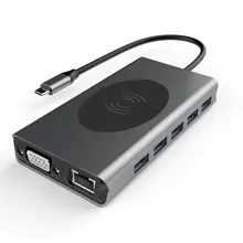 Hub de Type C 14 en 1, Station d'accueil Portable, compatible avec double HDMI, prend en charge trois écrans d'affichage