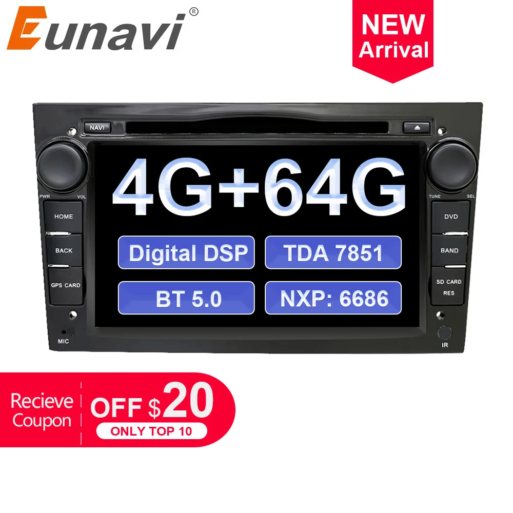 Eunavi 2 din Android 9 автомобильный DVD Радио Стерео gps для Opel Astra H G J Vectra Antara Zafira Corsa Vivaro Meriva Veda DSP TDA7803A