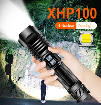 

600000LM XHP100 Led Flashlight Torch Powerful Tactical Flashlight USB XLamp XHP50.2 usb Rechargeable Flash Light 18650 Led Torch