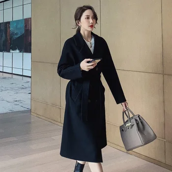 

Double-breasted Woolen Coat Women Winter Long Coats Clothes Women Coat Fashion Clothing