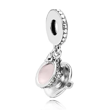

Fit 3mm Charms Bracelet 925 Sterling Silver Enchanted Tea Cup Dangle Charm Beads DIY Jewelry Making