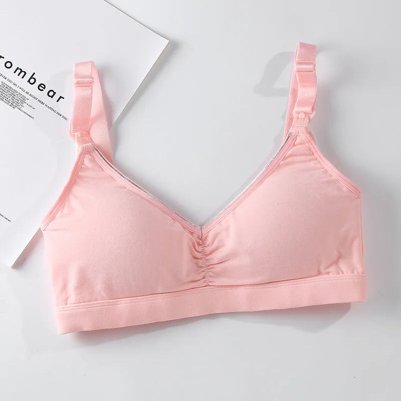pink Бюстгальтер для беременных женщин, кормящих матерей, кормящих грудью, хлопковый бюстгальтер на косточках - Цвет: pink