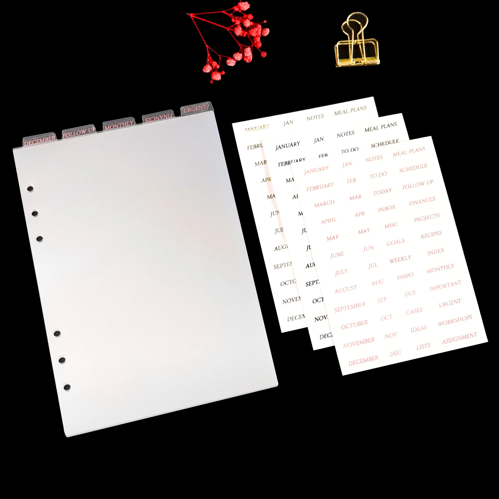 Sharkbang New Arrival  A5 A6 6 Holes Transparent Notebook Spiral Binder Index Separator Page Dividers 6 Pages Top Sseparator 3