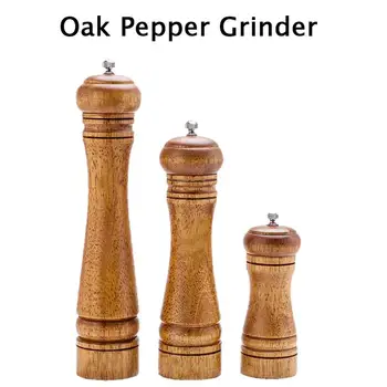 

Manual Pepper Grinder Oak Wood Salt And Pepper Mill Multi-purpose Cruet 5" 8" 10" Kitchen Tool With Ceramic Grinder