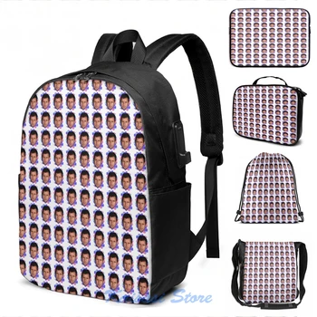 

Funny Graphic print Adam Sandler USB Charge Backpack men School bags Women bag Travel laptop bag
