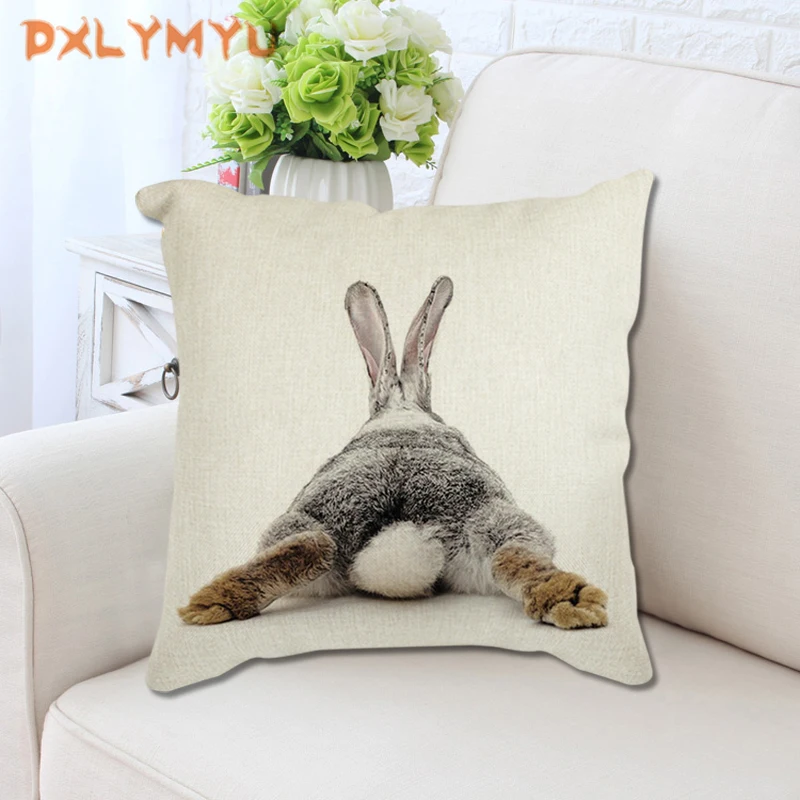 Cushion-Cover Pillow-Case Decorative Crown Animal Rabbit Nordic Sofa Flower Deer Car