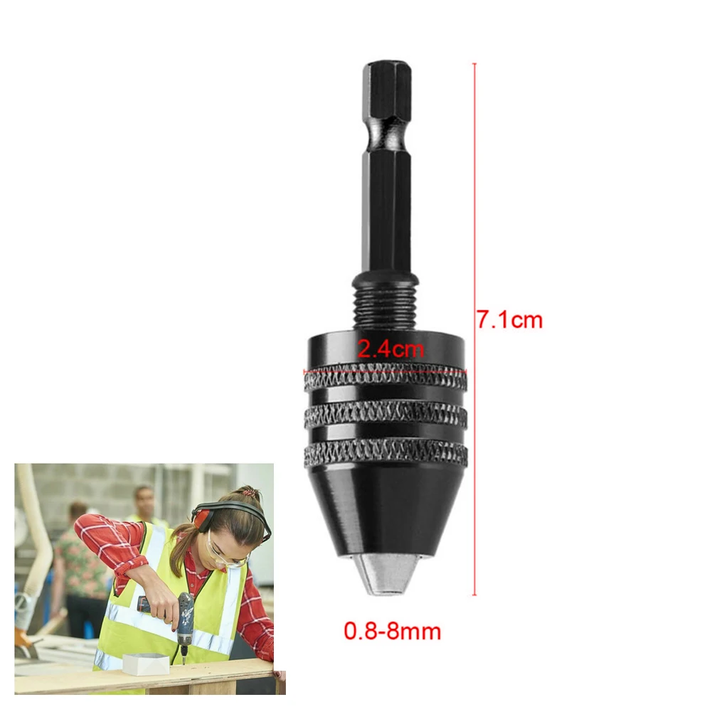 Mini Keyless Drill Chuck 0.3-8mm Self-Tighten Electric Drill Bits Collet Fixture Tools 1/4" Hex Shank Quick Change Converter tapered end mills