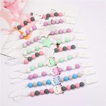 

2020 New Baby Teething Soother Chew Toy Dummy Clips DIY Silicone Baby Pacifier Clip Personalised Colorful Pacifier Chain