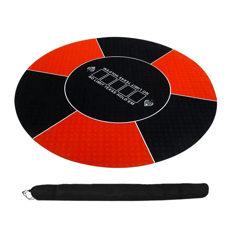 Texas Holdɾm Poker Layout Classic Red Black 120cm Rubber Table Cloth Round Mat Layouts | Спорт и развлечения