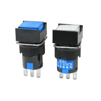 

Latching NO NC 3 Pin Square Button Pushbutton Switch AC 250V 3A 2Pcs
