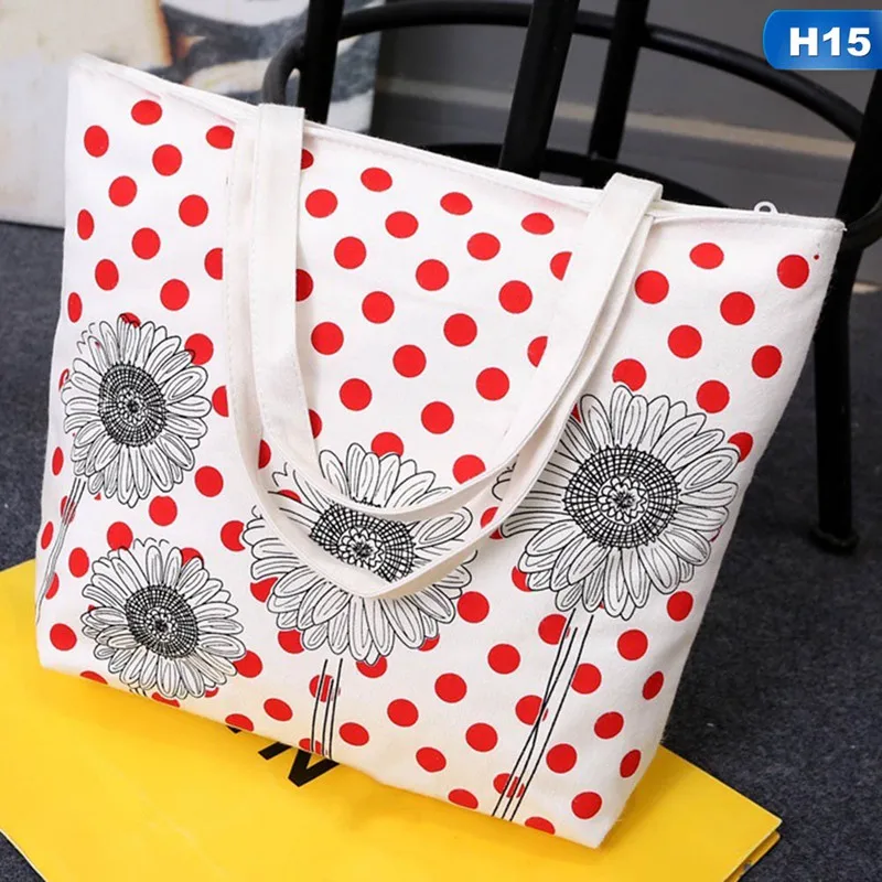 H15 Large White Canvas Tote Bag Fabric Cotton Cloth Reusable Shopping Bag Women Beach Handbags Cats Printed Grocery Bags Big - Цвет: H15