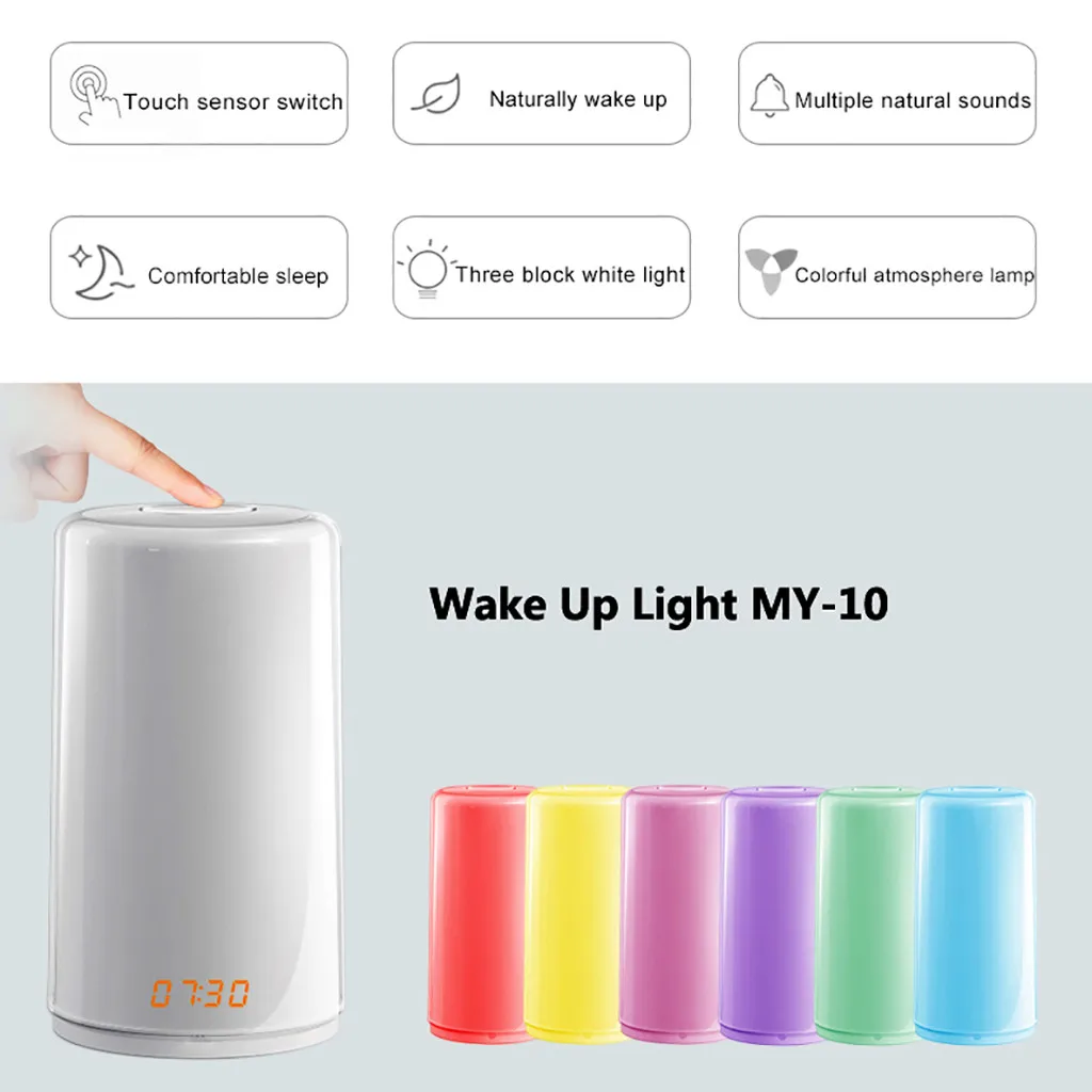 Естественный Wake Up Table Iamp Sunrise Simulation натуральный звон светодиодный Будильник умные аксессуары для дома многофункциональные часы