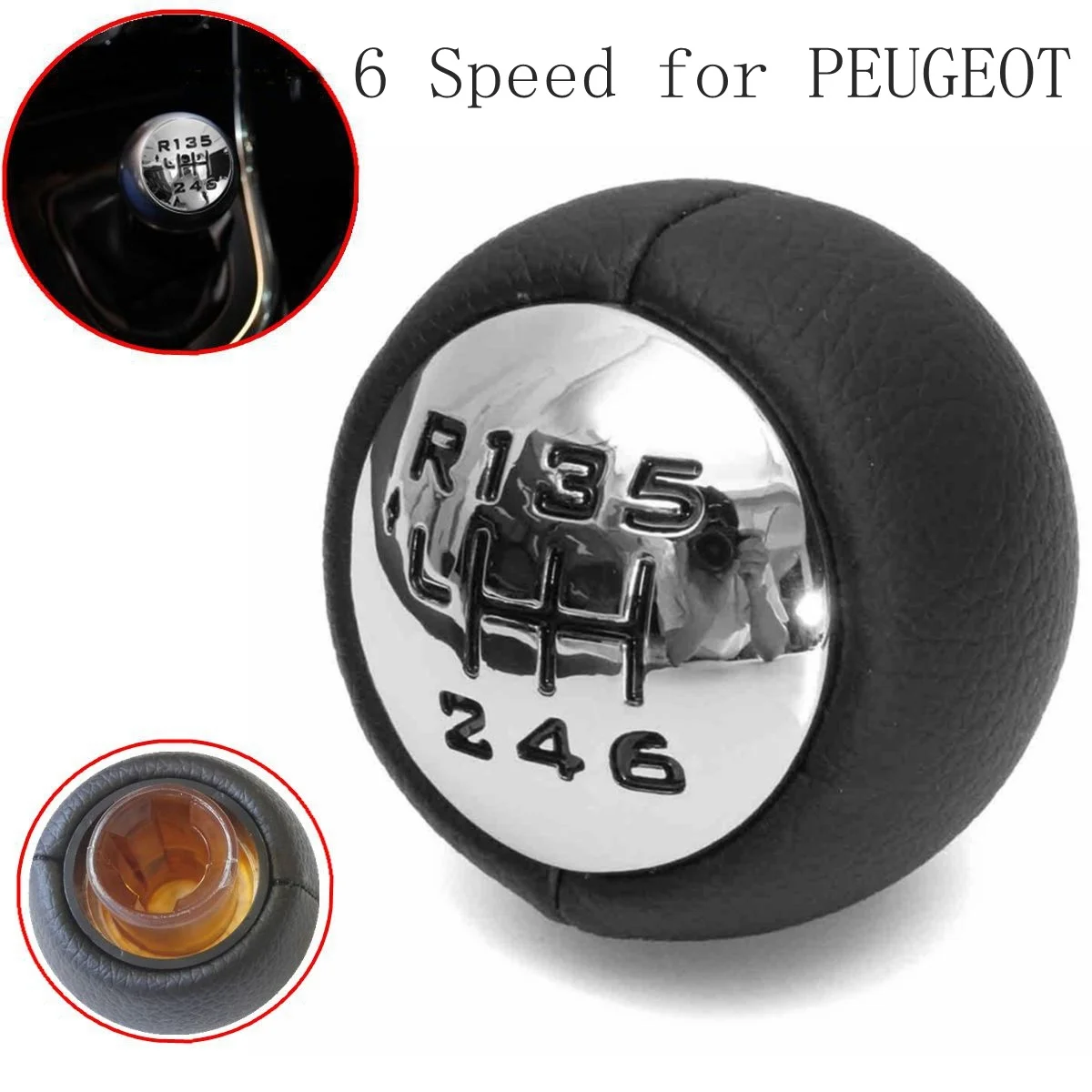 6 Speed Car Gear Shift Knob for Peugeot 307 308 3008 407 5008 807 for