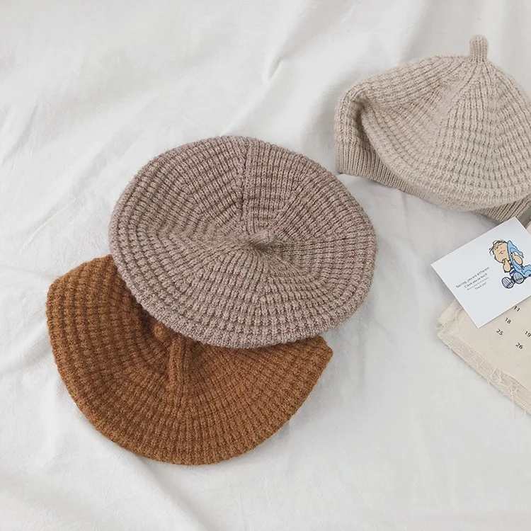 MILANCEL/Осенняя детская шапка; вязаная шапка для девочек; однотонная покраска; шапка для девочек; реквизит для фотосъемки