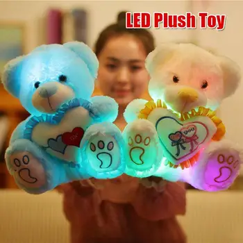 

Stuffed Plush Toys Stuffed Toys Glowing Teddy Bear Lovely Colorful Luminous Romantic LED 25cm Toy Wedding Decorations Love Soft