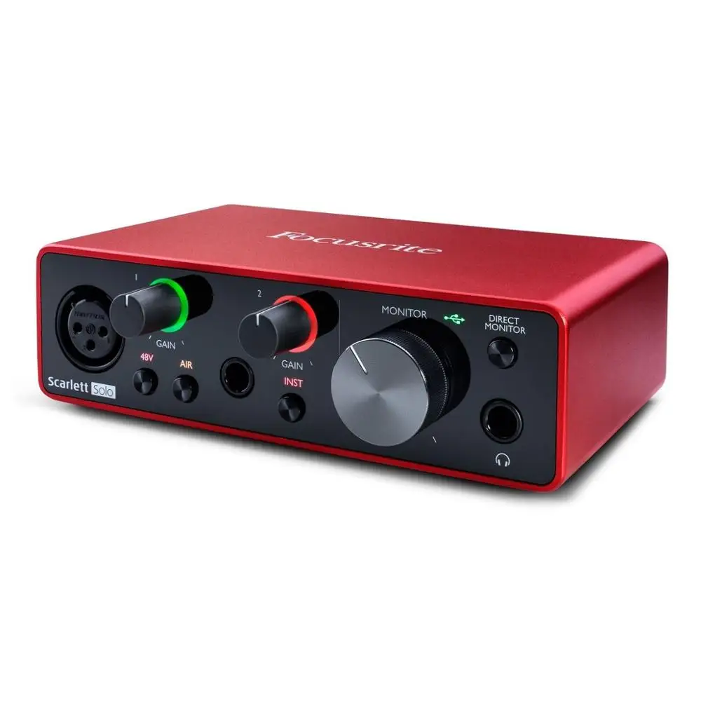 Модернизированный Focusrite Scarlett Solo(3-го поколения) USB аудио гитарный интерфейс Запись Звуковая карта, режим воздуха 24 бит/192 кГц AD-конвертер