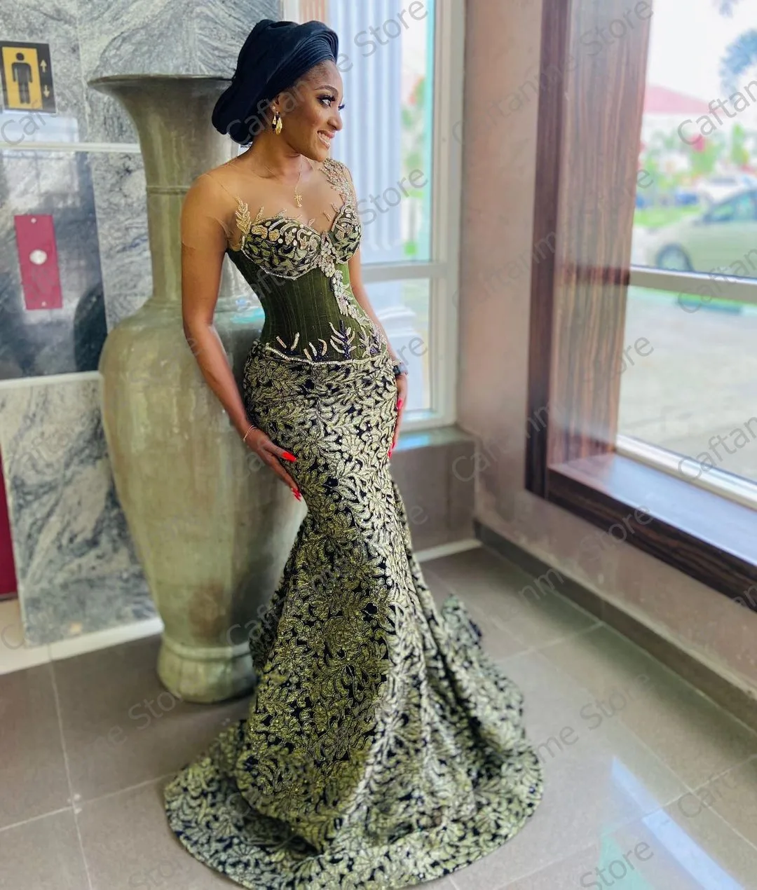 Elegant Army Green Long Mermaid Party 