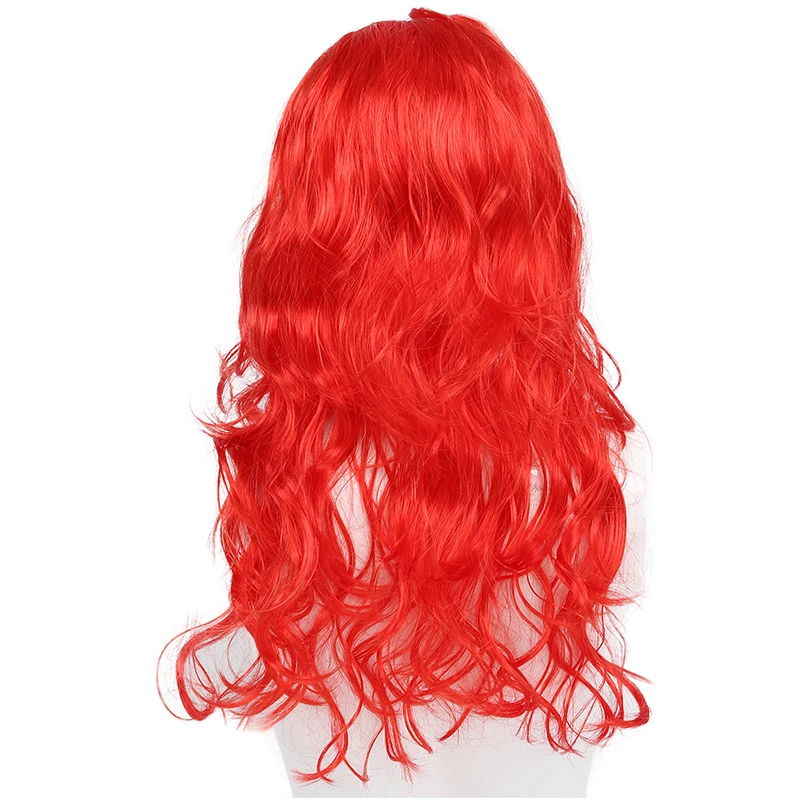 Women's Long Curly Fancy Dress Wigs Red Cosplay Costume Ladies Wig Par