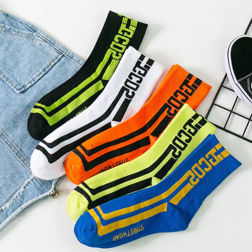 5 пар носков, женские спортивные носки с буквами, модные хлопковые носки для скейтборда, носки в стиле хип-хоп, Harajuku calabasas, женские носки