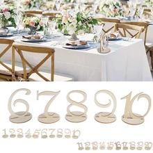 Table-Numbers-Set Base Party-Decor Gifts Wooden Birthday Wedding with 10pcs 1-10/11-20