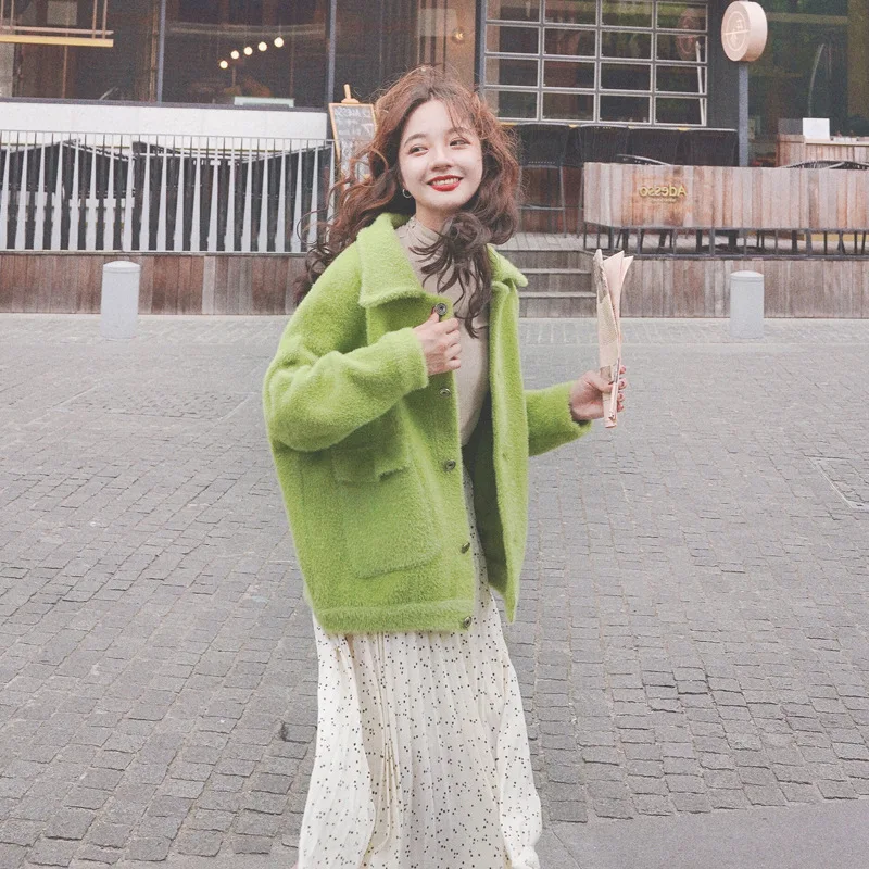 

Woolen Jacket Women's 2019 New Style Woolen Cloth Short-height Cute Korean-style Loose-Fit Versatile Short Autumn And Winter MOR