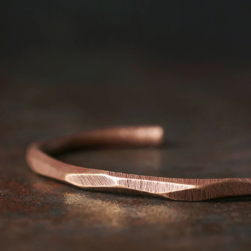 Bracelet Manchette En Cuivre Pur Oxydé – Largeur 12 Mm – Fait Main – Inde