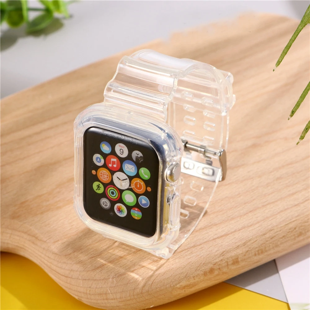 Спортивная петля для Apple Watch Band Series 1 2 3 4 5 6 se прозрачный резиновый чехол Iwatch