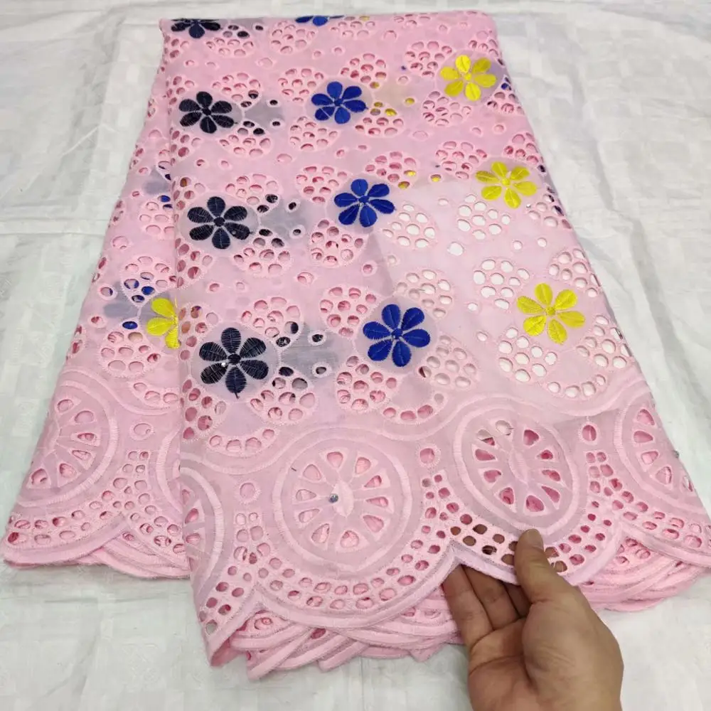 

2020 Latest African Net Lace Fabric High Quality Swiss voile 100% Cotton Laces Nigerian French Lace Fabrics 5Yards/Lot