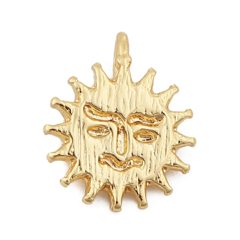 

DoreenBeads Copper Charms Pendant Sun Human Face Gold Color Jewelry Accessories Findings for DIY 10mm( 3/8") x 8mm( 3/8"), 3 PCs