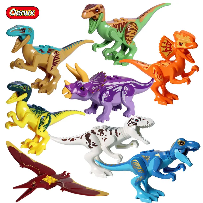 thumbnail image 1 of Bloques de construcción pequeños para armar de dinosaurios jurásicos de Oenux, Raptor, Velociraptor, Pterosaurio, T-Rex, bricolaje, bloques para armar, juguetes para niños, 1 of 5