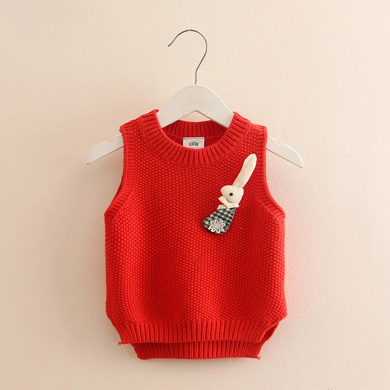

Winter Warm Knitted Sweater For Girl Cartoon Girls Sleeveless Sweaters Children's Vest Sweater Kids Girls Clothes SW20