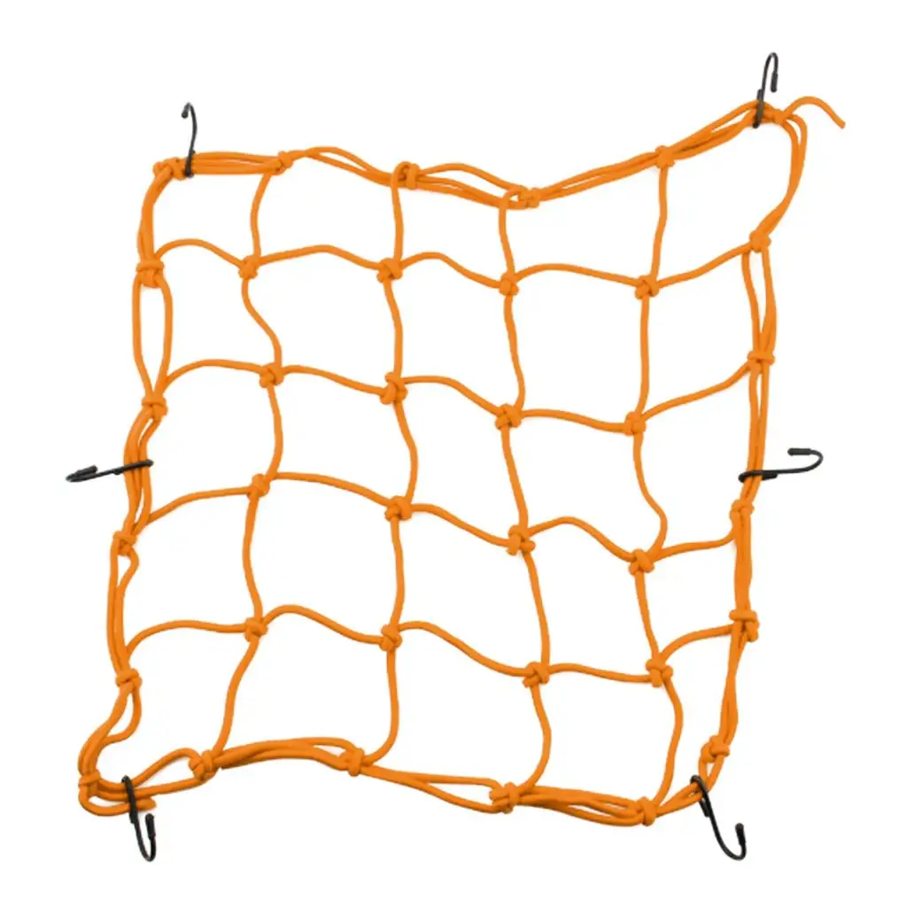 6 Hooks Motorbike Motorcycle Cargo Hold Down Net Yellow 40*40cm