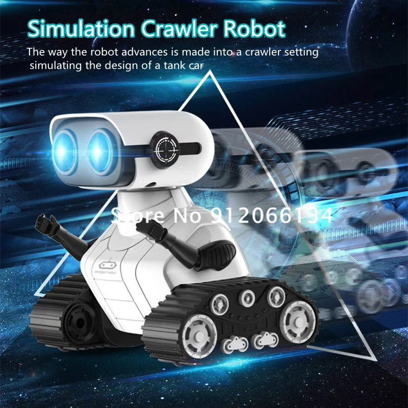 Sci-fi Styling RC Smart Robot Rotation Auto Presentation Eye Lighting Music Smart Walking Space Remote Control Robot Kids Toy 6