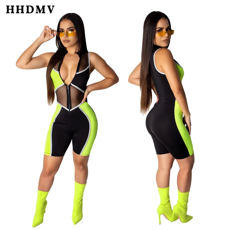 HHDMV SMR9328 летние женские Новые Горячие Продажи Модные без рукавов молнии выдалбливают Локомотив Стиль плотный комбинезон короткие брюки