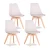 Set of 4 Modern Dining Chair Inspired Solid Wood Plastic Padded Seat with Cushion Retro Style Kitchen Chair for Dining Room 9