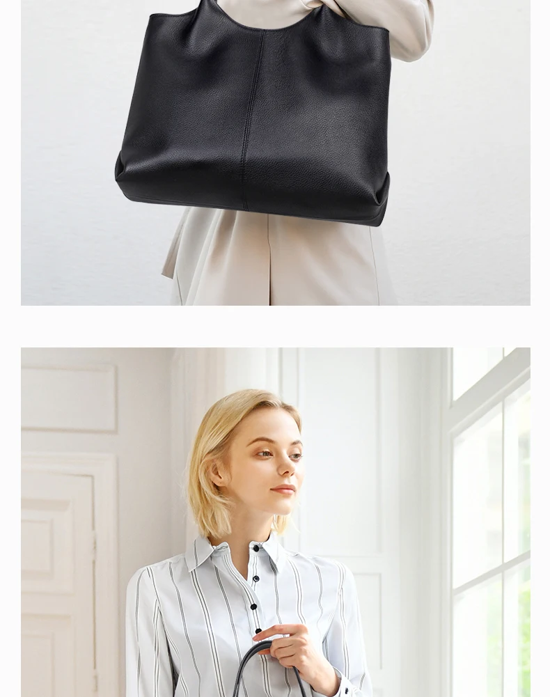 GIONAR véritable sacs fourre-tout en cuir de vache pour les femmes élégant quotidien noir sacs à main et sacs à main sac à bandoulière pour voyage de travail