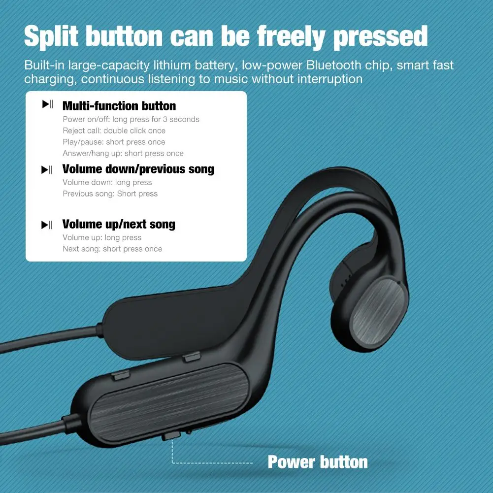 Bone Conduction Headphones Bluetooth Wireless Sports Earphone Headset Stereo Hands free With Microphone For Running