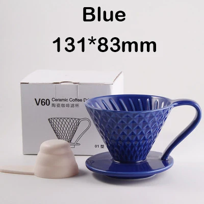 Керамическая кофейная капельница с двигателем V60, стильная кофейная капельная чашка с фильтром, Перманентная наполняемая кофеварка с отдельной подставкой для 1-4 чашек - Цвет: Blue(1-2 Cups)