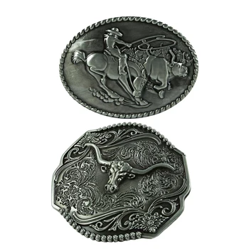 

2 Pieces Zinc Alloy Belt Buckles Vintage Horse&Rider Animal Shaped Accessory Perfect Accessories for Casual Clothing