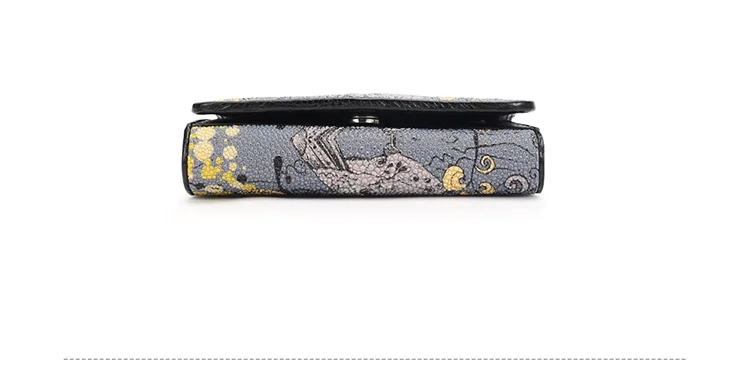 Thailand Authentic Stingray Leather Women's Card Holders Genuine Skate Skin Lady Small Trifold Wallet Female Short Clutch Purse